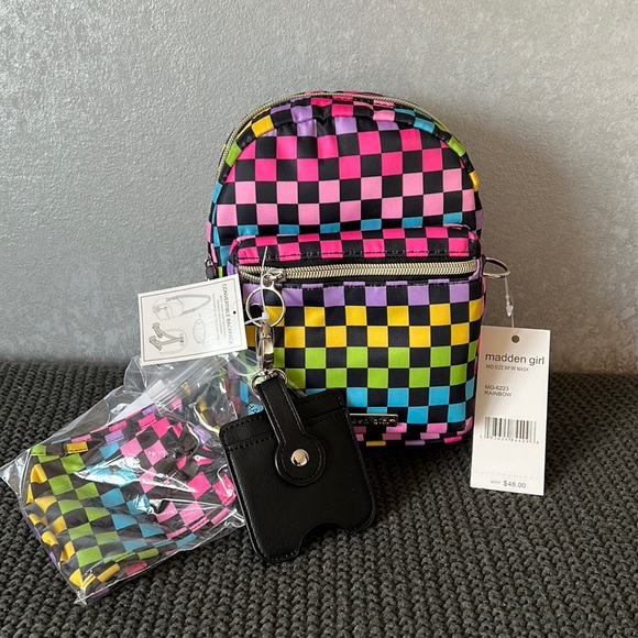 Madden Girl Handbags - NEW! Madden Girl Convertible Mini Backpack or Crossbody Bag & Mask Set Rainbow